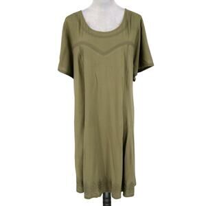 Torrid 4 Dress Plus 4X Olive Green Lined Rayon A-line Short Sleeve Pullover